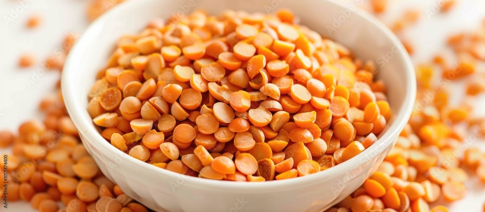 Masoor Dal Closeup Picture With White Background Red Dal Masoor Dal Closeup Picture With White Background Red Dal