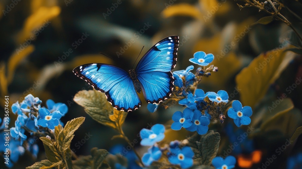Blue Butterfly Isolated In The Garden Blue Butterfly Isolated In The Garden