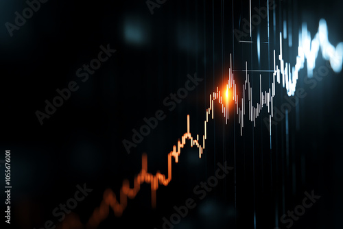 Graph with  value  and  price  lines diverging, representing pricing trends in market value photo