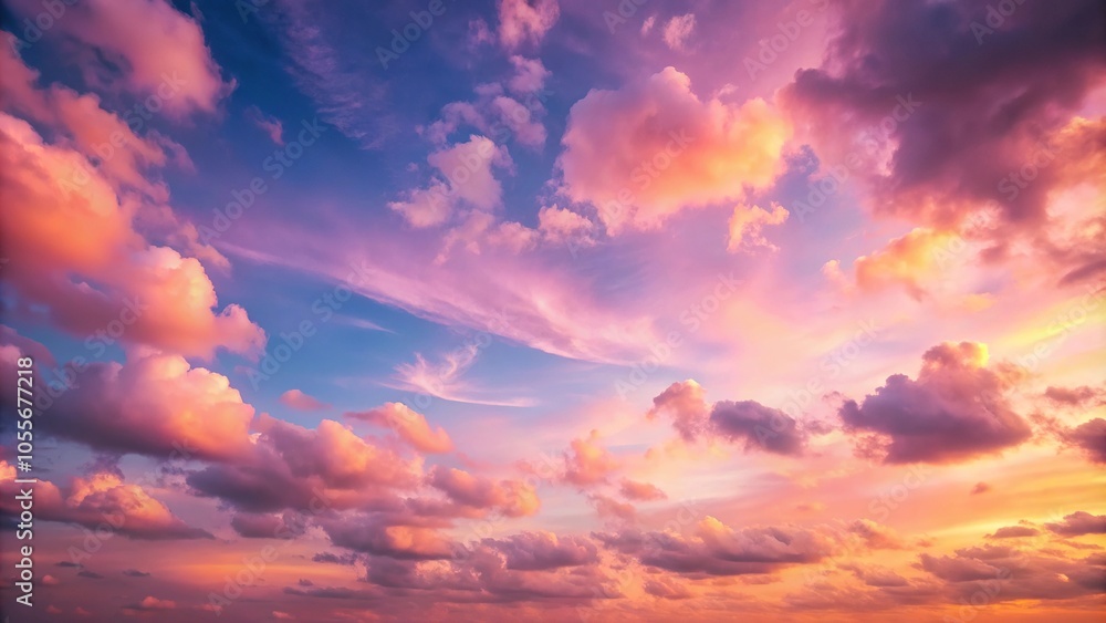 Obraz premium Soft pinks and blushing peaches illuminate the evening sky as day yields to night, landscape, serene, horizon