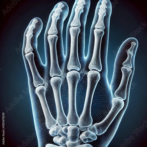 Detailed X-Ray Illustration of Human Hand Bones photo