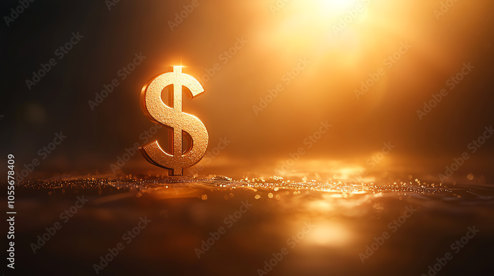 Dollar symbol in spotlight, representing high value, 3D illustration Dollar symbol in spotlight, representing high value, 3D illustration