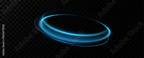 Abstract light lines of movement and speed in blue. Neon lines of blue speed. Dynamic traces of light movement. Light wave of the trace, line of the trace.