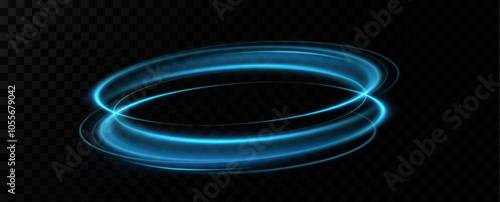 Abstract light lines of movement and speed in blue. Neon lines of blue speed. Dynamic traces of light movement. Light wave of the trace, line of the trace.
