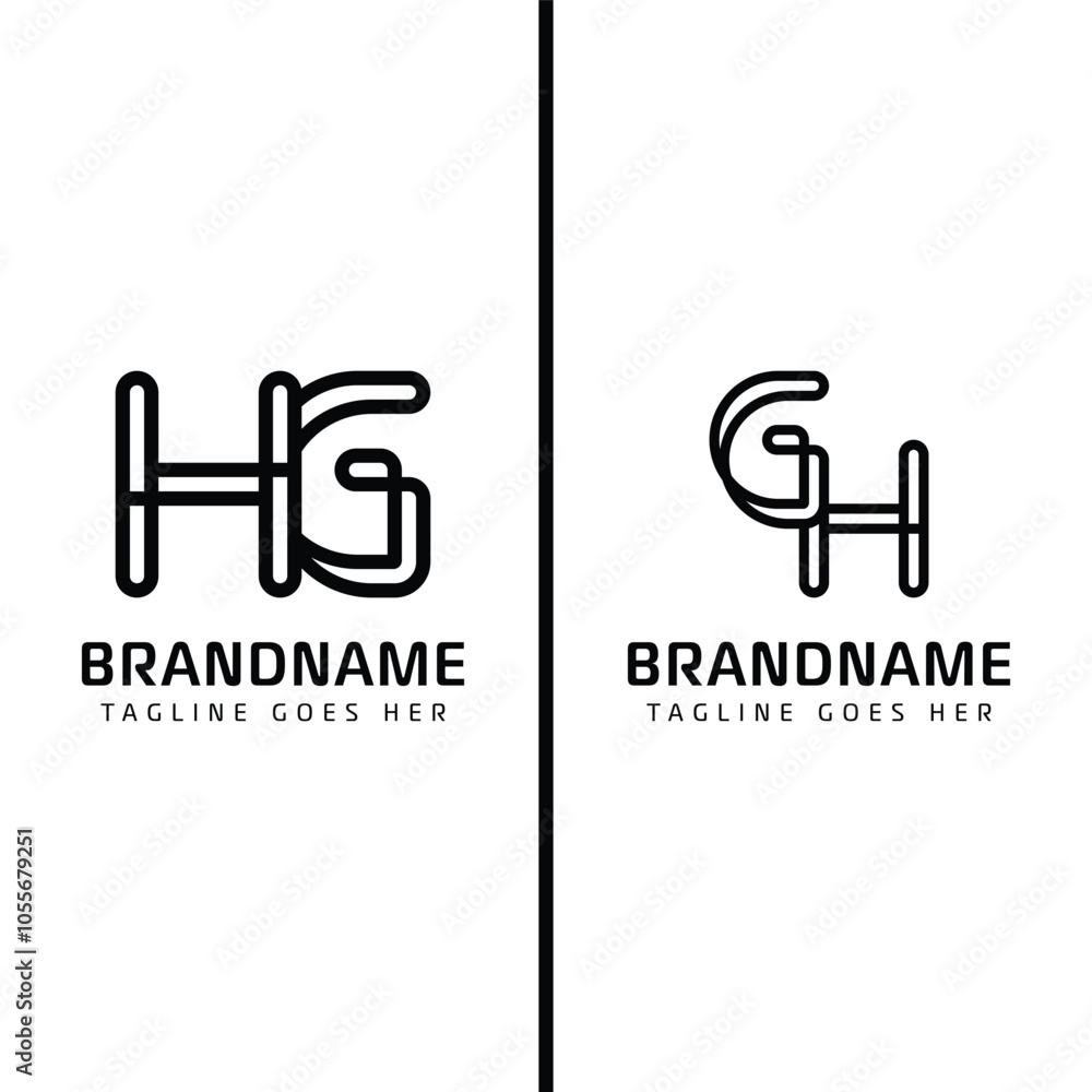 Letters HG and GH Monogram Logo, for business with HG or GH initials Letters HG and GH Monogram Logo, for business with HG or GH initials