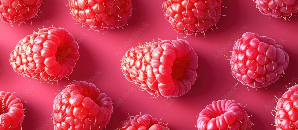 Ripe Raspberry Background Top View Ripe Raspberry Background Top View