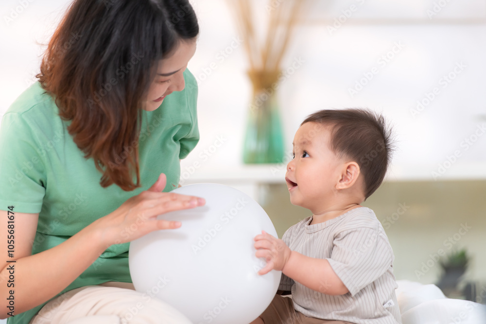 A moment of love between mother and child before going to bed