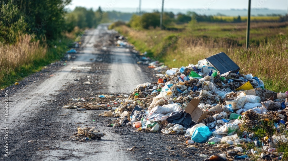 Bulky waste is discarded along the roadside Bulky waste is discarded along the roadside