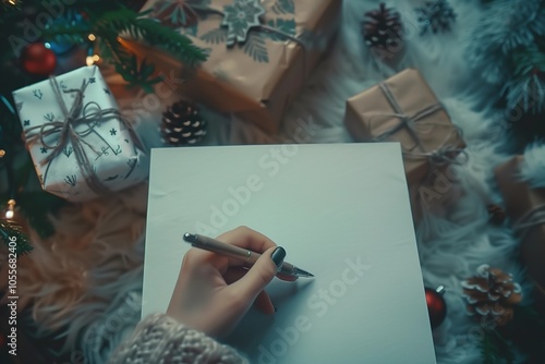 white sheet on the table in a New Year's atmosphere