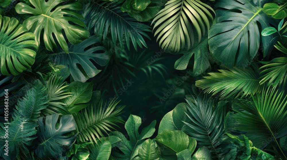 Tropical plant frame from a top view ideal for illustration designs related to travel guidance Tropical plant frame from a top view ideal for illustration designs related to travel guidance
