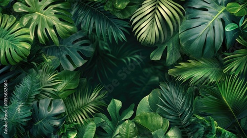 Wallpaper Mural Tropical plant frame from a top view ideal for illustration designs related to travel guidance Torontodigital.ca