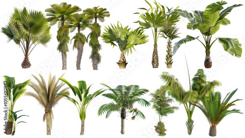 Diverse Types Of Tropical Palm Trees And Foliage