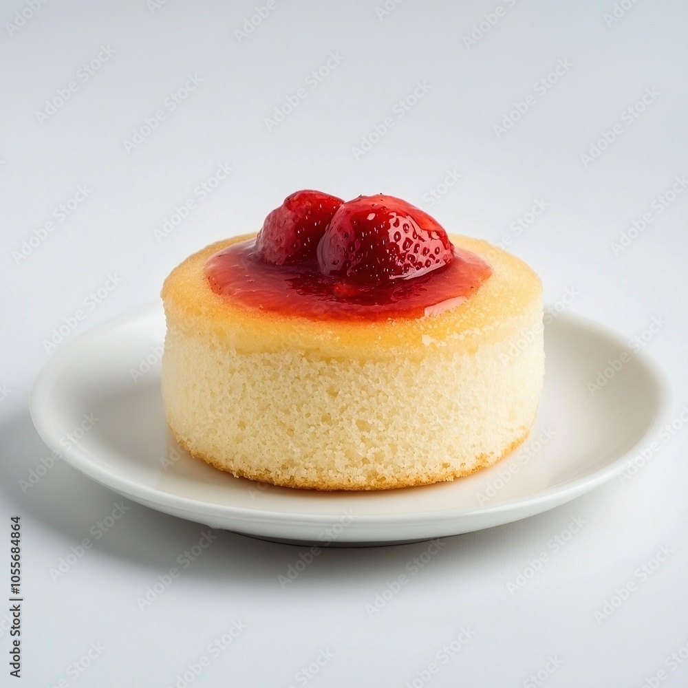Strawberry glaze cake on white plate with glossy topping. Strawberry glaze cake on white plate with glossy topping.