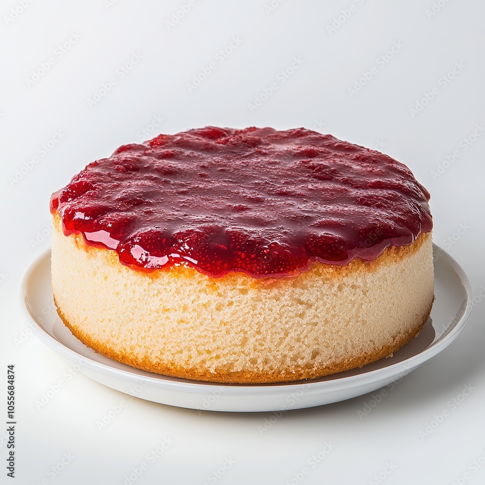 Strawberry glaze cake on white plate with glossy topping. Strawberry glaze cake on white plate with glossy topping.