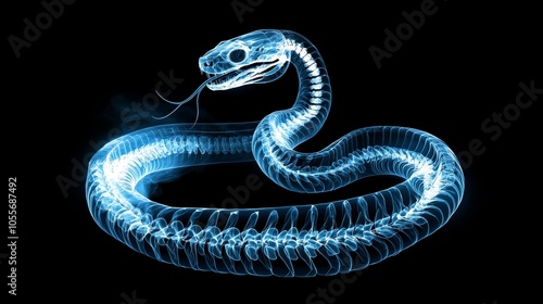 2D Skeleton of Coiled Snake in X-ray View