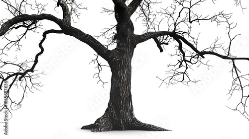 tree, nature, branch, vector, silhouette, leaf, illustration, plant, art, winter, spring, design, trunk, wood,