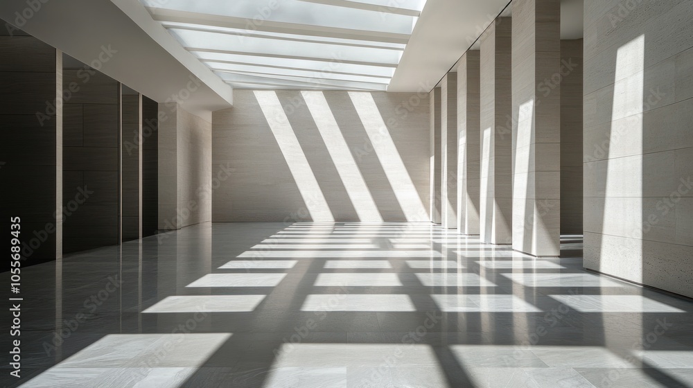 Fototapeta premium Modern Architectural Corridor with Sunbeams