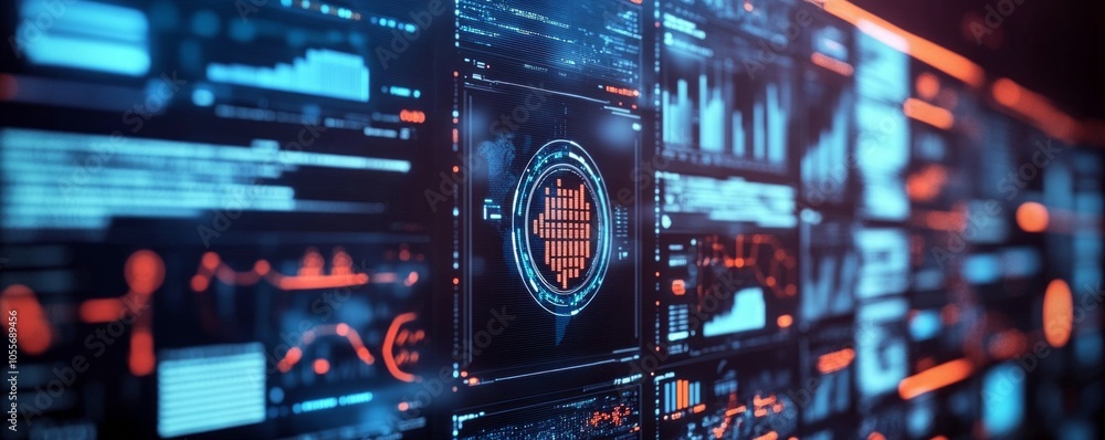 Obraz premium Platform displaying cybersecurity metrics for executive decision