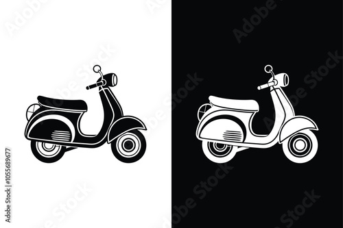 Scooter silhouette vector art icon silhouette vector illustration white background.