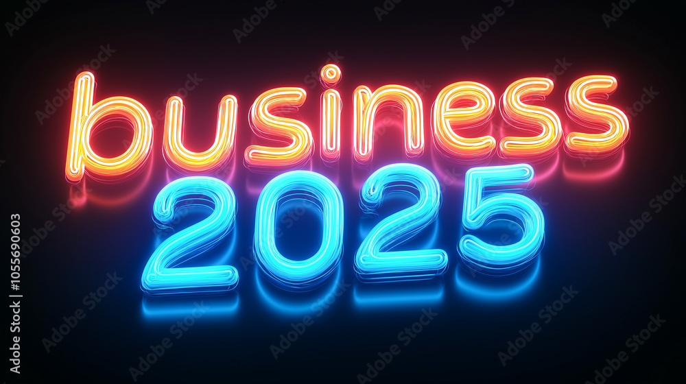 vibrant neon sign displaying words business 2025 in bright colors, symbolizing future planning and innovation vibrant neon sign displaying words business 2025 in bright colors, symbolizing future planning and innovation