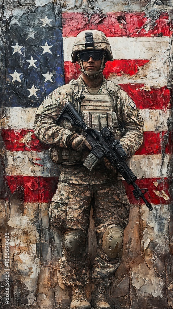 Obraz premium American flag, patriotic, 4k, real, military .Generative ai