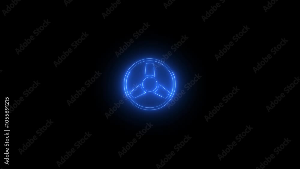 Neon tepe drive icon glowing black background animation Neon tepe drive icon glowing black background animation