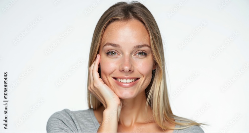 A Slovenian woman with light skin and a soft expression A Slovenian woman with light skin and a soft expression