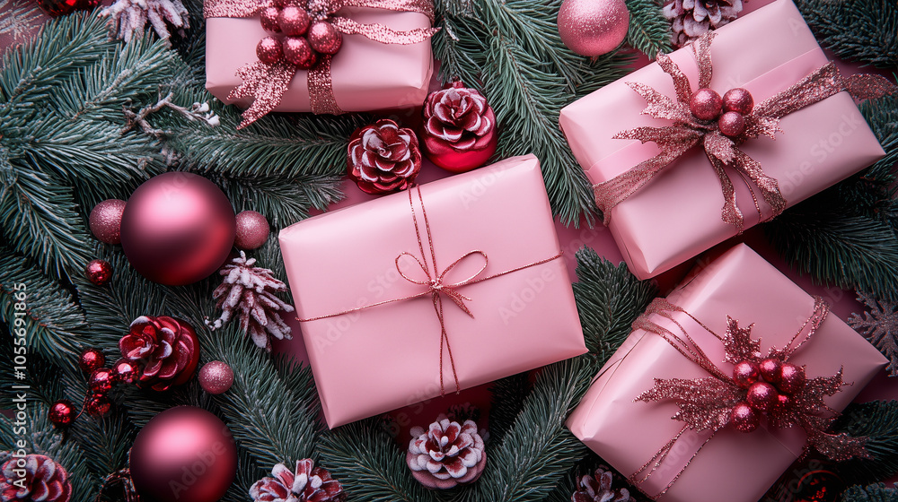 Wallpaper for christmas with gifts and christmas decoration Wallpaper for christmas with gifts and christmas decoration