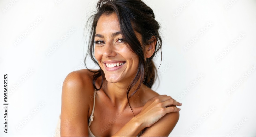A Nicaraguan woman with warm skin tones and a friendly smile A Nicaraguan woman with warm skin tones and a friendly smile