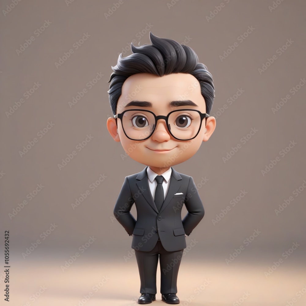 A 3D rendering of a smiling young man in a business suit A 3D rendering of a smiling young man in a business suit