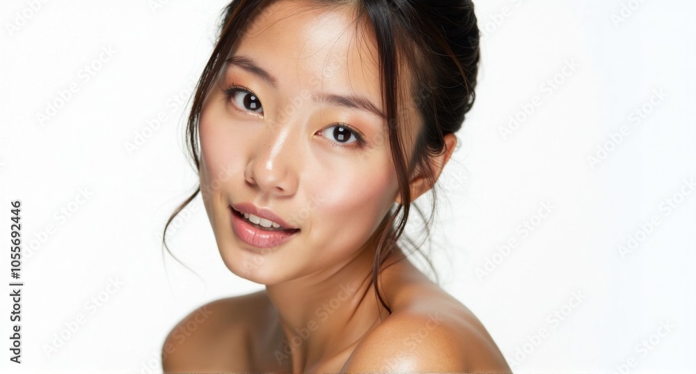 A Mongolian woman with smooth skin and expressive eyes A Mongolian woman with smooth skin and expressive eyes
