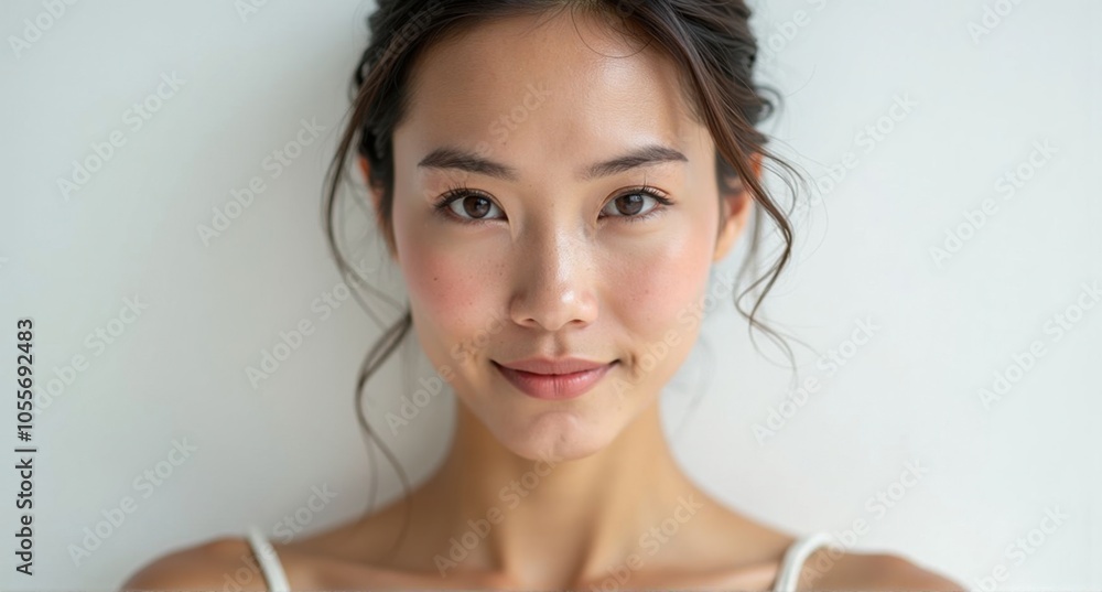 A Mongolian woman with smooth skin and expressive eyes A Mongolian woman with smooth skin and expressive eyes