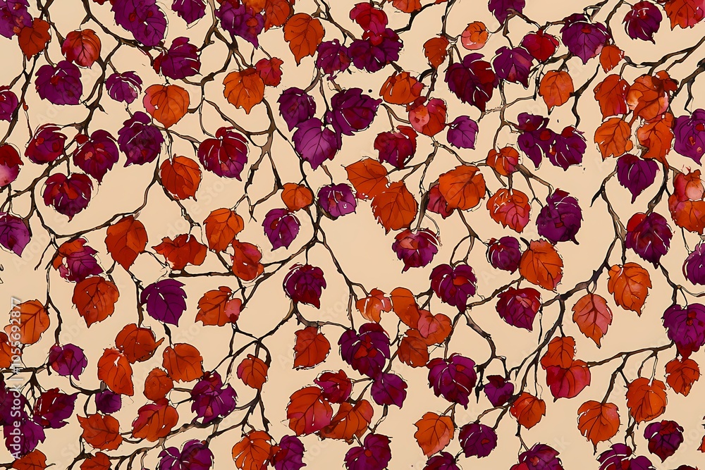 Vibrant Watercolor Botanical Leaves and Flowers Pattern Vibrant Watercolor Botanical Leaves and Flowers Pattern