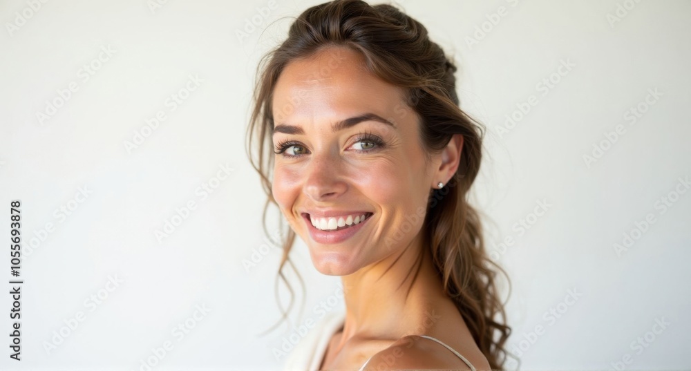 A Dutch woman with a soft smile and fair skin A Dutch woman with a soft smile and fair skin