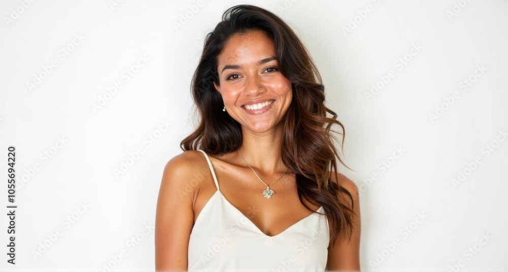 A Chilean woman with a warm smile and glowing skin A Chilean woman with a warm smile and glowing skin