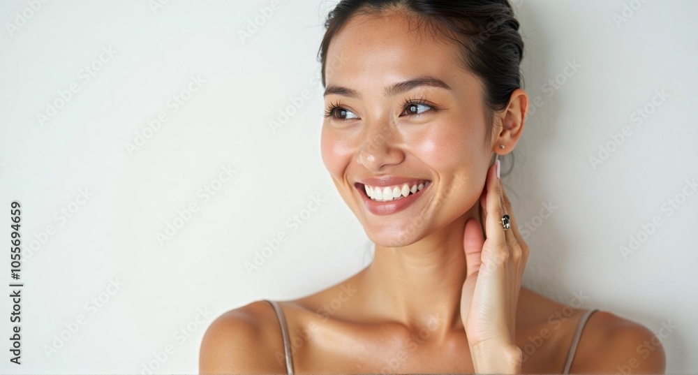 A Cambodian woman with a warm expression and smooth skin A Cambodian woman with a warm expression and smooth skin