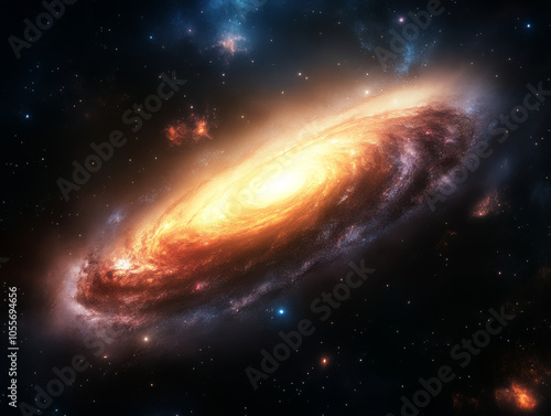 A telescope view of a distant galaxy, showing its spiral arms and glowing stars.