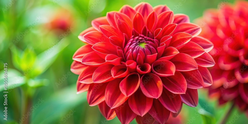 Vibrant red dahlia blossom close up in detailed macro photography shot Vibrant red dahlia blossom close up in detailed macro photography shot