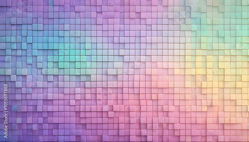 A square pixel background with a unique arrangement of colors in pastel tones, adding a fun and luxurious touch.