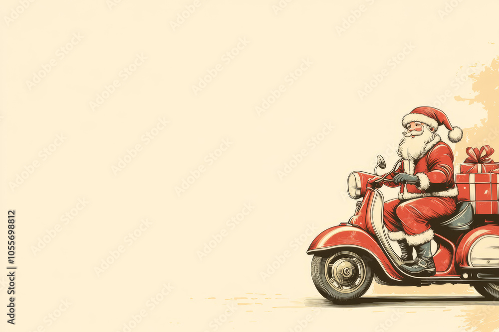 Santa Claus zooms through town on a sleek motorcycle, delivering holiday cheer,Generated By Ai Santa Claus zooms through town on a sleek motorcycle, delivering holiday cheer,Generated By Ai