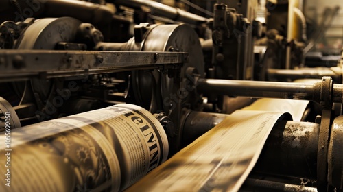 Printing Press - A Close-Up View of a Newspaper Printing Machine