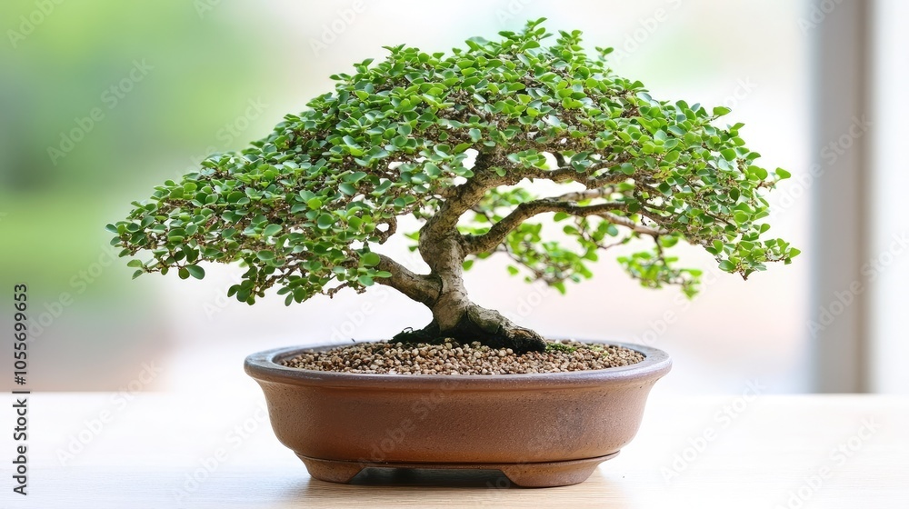 Elegant Bonsai Tree with Lush Green Foliage Elegant Bonsai Tree with Lush Green Foliage