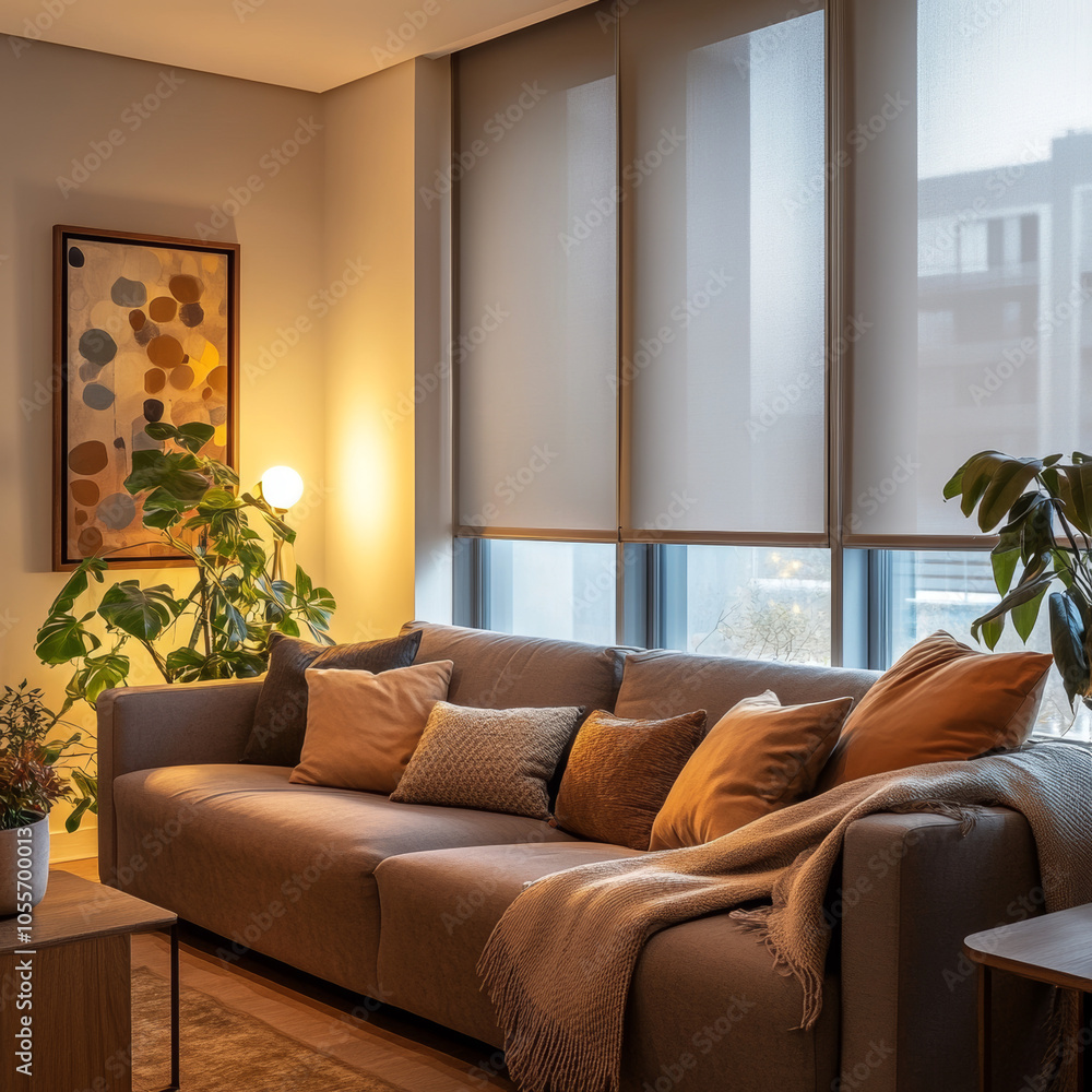 Fototapeta premium modern living room with fireplace