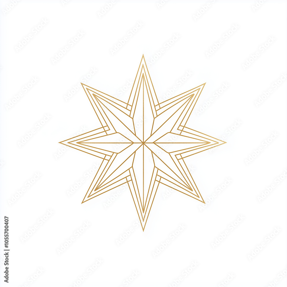 Obraz premium Geometric Gold Star Icon with Symmetrical Line Art Design