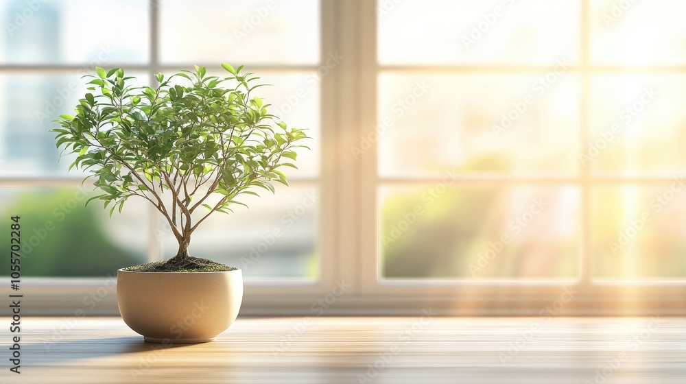 Bright Indoor Plant by Sunlit Window Bright Indoor Plant by Sunlit Window