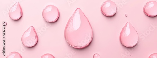 Sample of serum oil drops on pink background with hyaluronic acid in 3D rendering gel photo