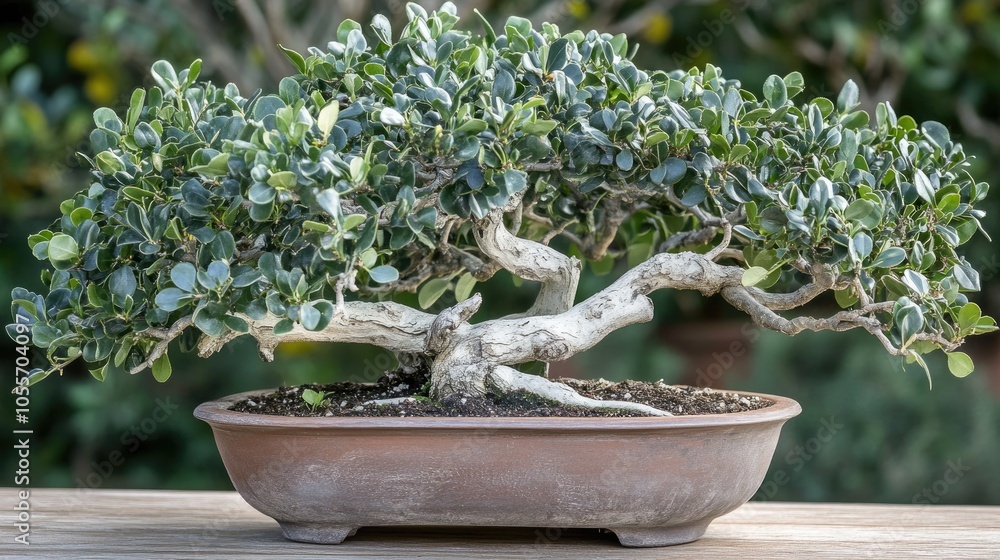 Elegant Bonsai Tree with Lush Green Foliage Elegant Bonsai Tree with Lush Green Foliage