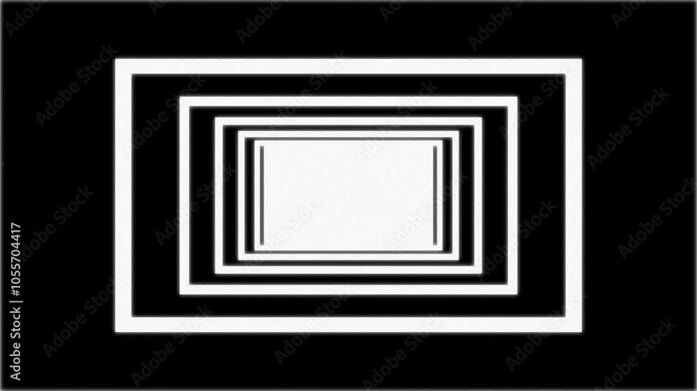 Rectangle tunnel Infinity flight inside Black and white animation on a black background. Rectangle tunnel Infinity flight inside Black and white animation on a black background.