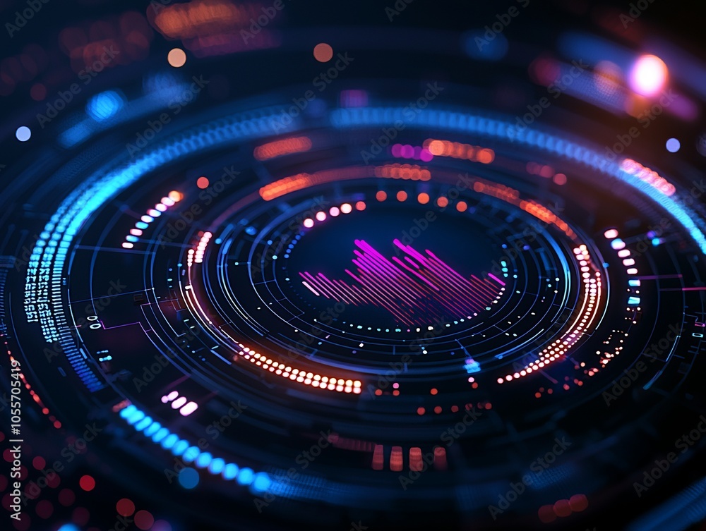Vibrant digital abstract design featuring glowing patterns and intricate details, perfect for technology or data visualization themes. Vibrant digital abstract design featuring glowing patterns and intricate details, perfect for technology or data visualization themes.