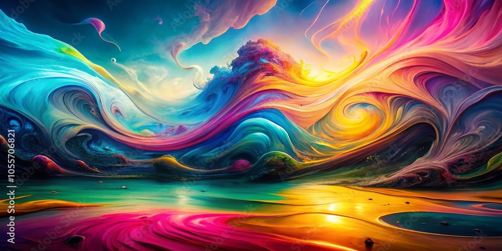 Abstract Double Exposure of Swirling Liquid in Vibrant Neon Colors for Creative Backgrounds Abstract Double Exposure of Swirling Liquid in Vibrant Neon Colors for Creative Backgrounds